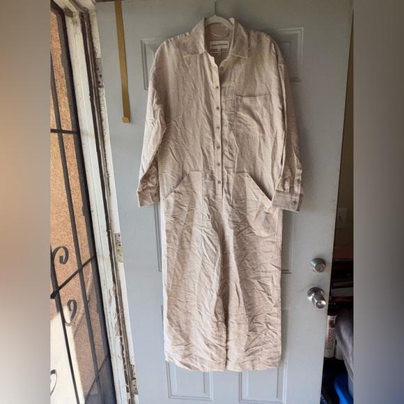 Mara Hoffman Pants - Mara Hoffman beige linen blend jumpsuit size XS